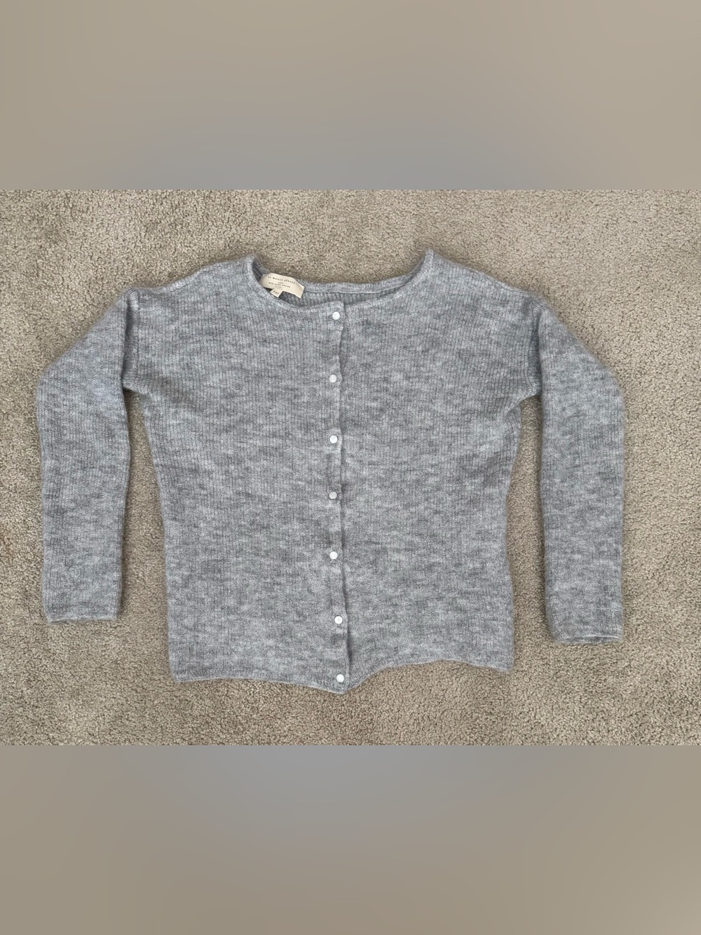 Sezane La Maille Paris Cardigan XXS Grey Mohair Alpaca Knit EUC Designer Classic